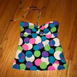 Multi Color Tie Tankini Bathing Suit Top